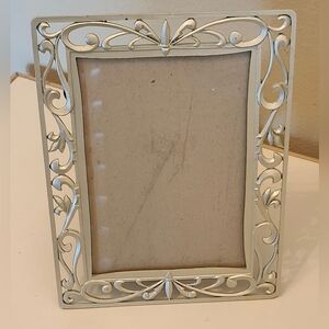 Vintage S.K. Photo Frame 5x7 Pewter Tone Fleur de Lis Design
